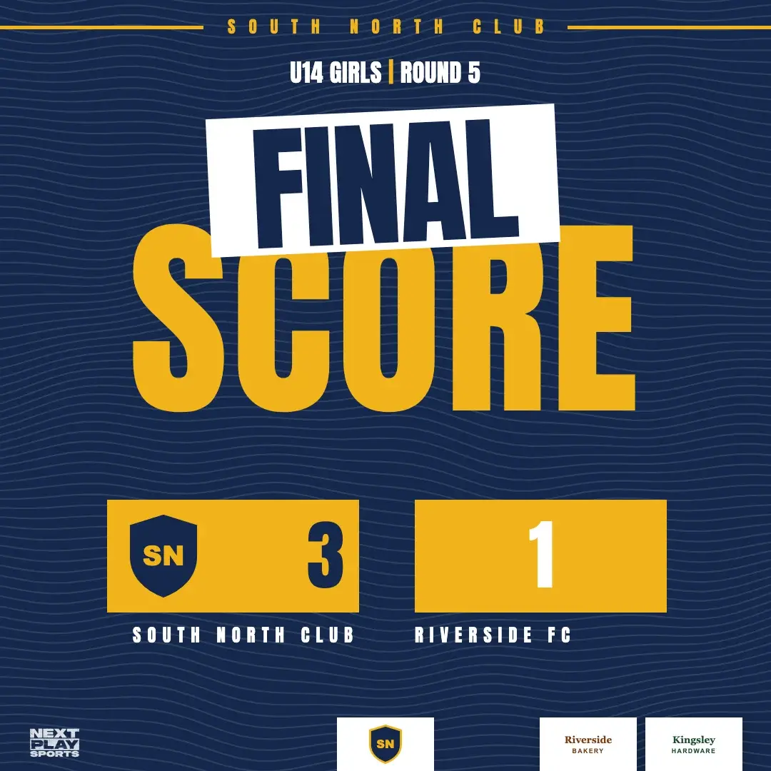 Final score post: 3 to 1 against Riverside FC, in South North Club colours