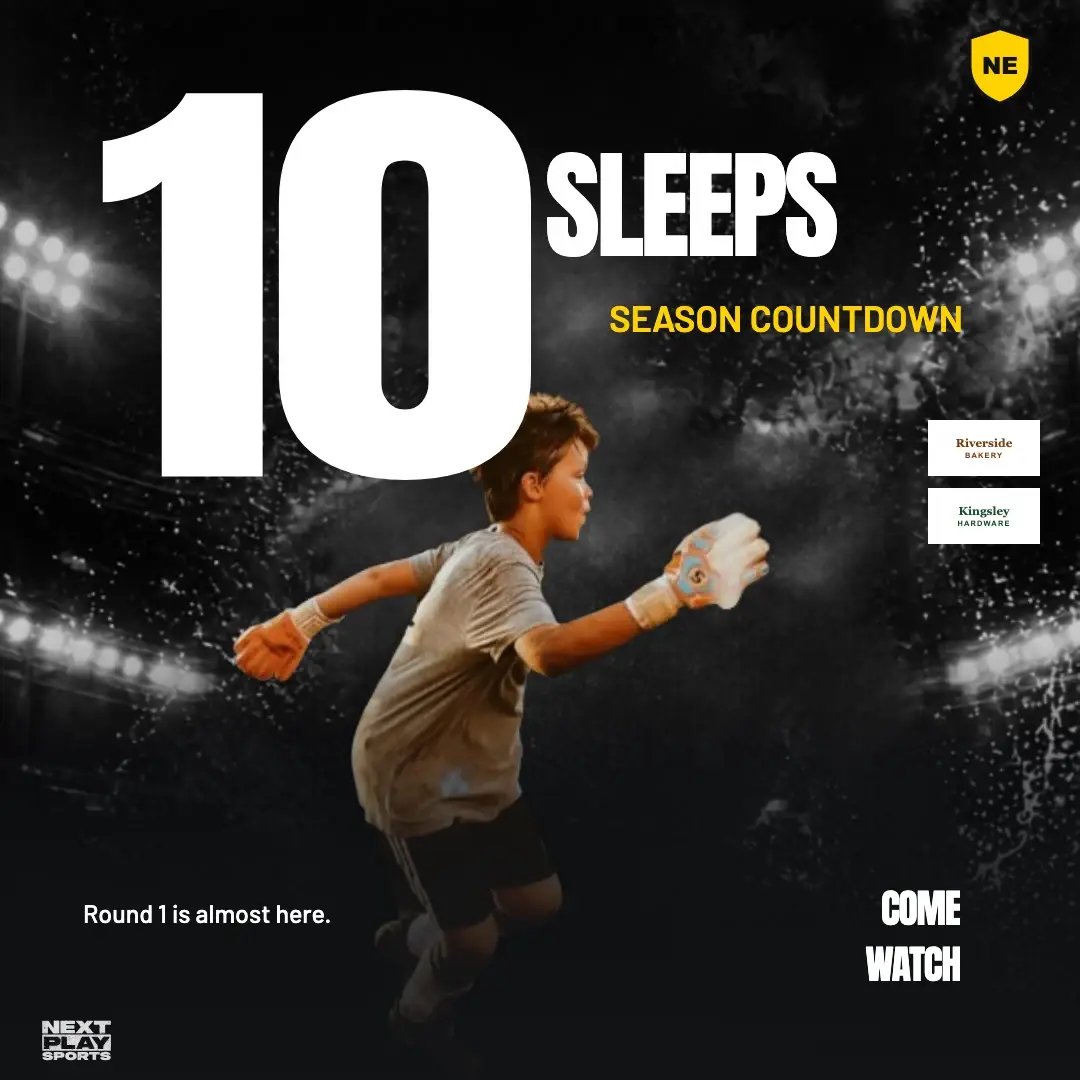 Season countdown post: 10 sleeps, with a player cut out of his photo, in North East Club colours