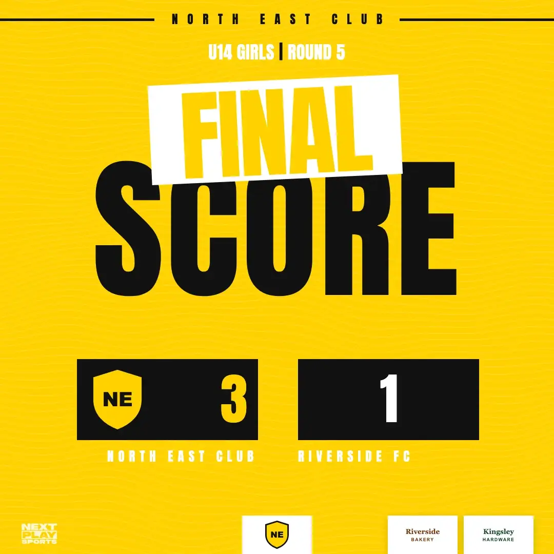 Final score post: 3 to 1 against Riverside FC, in North East Club colours